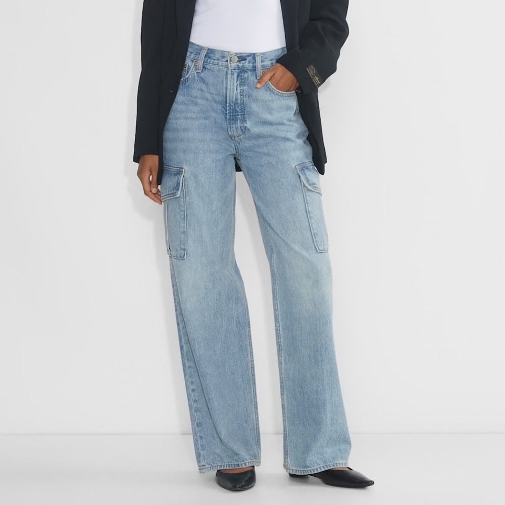 Denim Forum Aritzia The Farrah Hi-Rise Wide Cargo Jean
